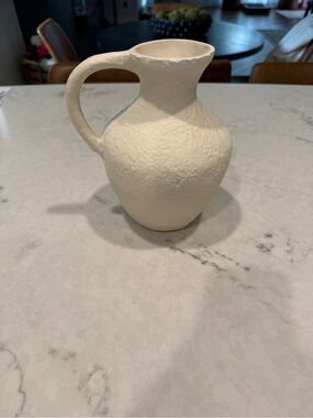 Handcrafted Cream Ceramic Pitcher Vase - Unbranded